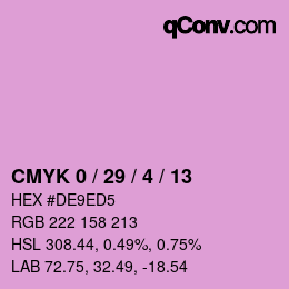 カラーコード: CMYK 0 / 29 / 4 / 13 | qconv.com