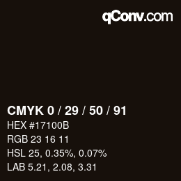 カラーコード: CMYK 0 / 29 / 50 / 91 | qconv.com
