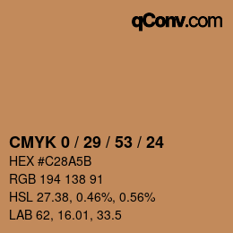 Color code: CMYK 0 / 29 / 53 / 24 | qconv.com