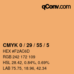 カラーコード: CMYK 0 / 29 / 55 / 5 | qconv.com