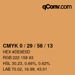 カラーコード: CMYK 0 / 29 / 58 / 13 | qconv.com