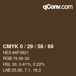 颜色代码: CMYK 0 / 29 / 58 / 69 | qconv.com