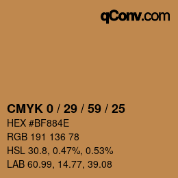 Color code: CMYK 0 / 29 / 59 / 25 | qconv.com