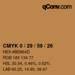 Color code: CMYK 0 / 29 / 59 / 26 | qconv.com