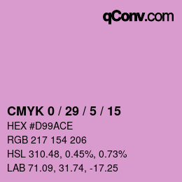 カラーコード: CMYK 0 / 29 / 5 / 15 | qconv.com