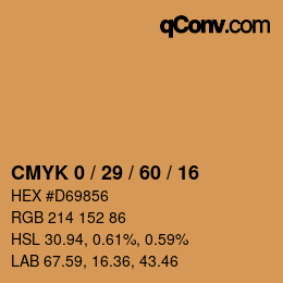 カラーコード: CMYK 0 / 29 / 60 / 16 | qconv.com