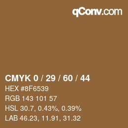 カラーコード: CMYK 0 / 29 / 60 / 44 | qconv.com