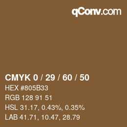 颜色代码: CMYK 0 / 29 / 60 / 50 | qconv.com