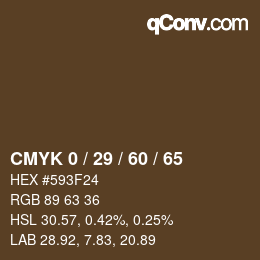 カラーコード: CMYK 0 / 29 / 60 / 65 | qconv.com