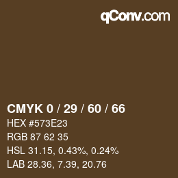 カラーコード: CMYK 0 / 29 / 60 / 66 | qconv.com