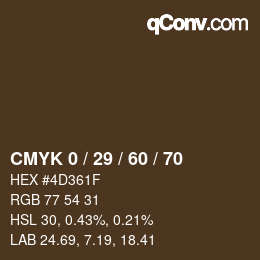 颜色代码: CMYK 0 / 29 / 60 / 70 | qconv.com