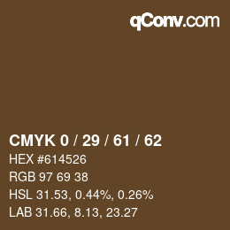 Farbcode: CMYK 0 / 29 / 61 / 62 | qconv.com