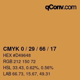 Farbcode: CMYK 0 / 29 / 66 / 17 | qconv.com