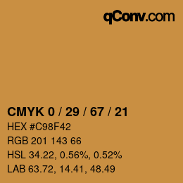 Color code: CMYK 0 / 29 / 67 / 21 | qconv.com