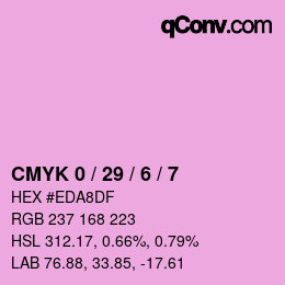 カラーコード: CMYK 0 / 29 / 6 / 7 | qconv.com