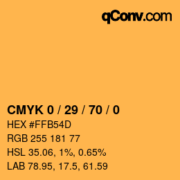 カラーコード: CMYK 0 / 29 / 70 / 0 | qconv.com