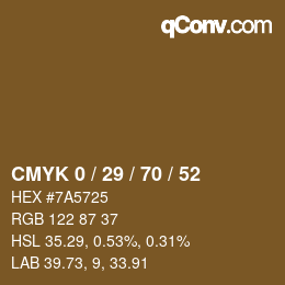 Color code: CMYK 0 / 29 / 70 / 52 | qconv.com