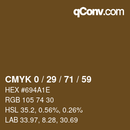 Color code: CMYK 0 / 29 / 71 / 59 | qconv.com