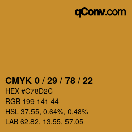 カラーコード: CMYK 0 / 29 / 78 / 22 | qconv.com