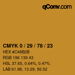 Color code: CMYK 0 / 29 / 78 / 23 | qconv.com