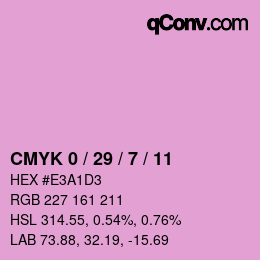 カラーコード: CMYK 0 / 29 / 7 / 11 | qconv.com