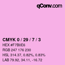 カラーコード: CMYK 0 / 29 / 7 / 3 | qconv.com