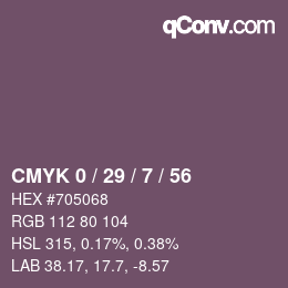 Color code: CMYK 0 / 29 / 7 / 56 | qconv.com