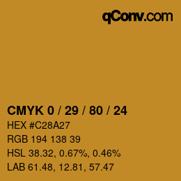 Farbcode: CMYK 0 / 29 / 80 / 24 | qconv.com