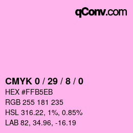 カラーコード: CMYK 0 / 29 / 8 / 0 | qconv.com