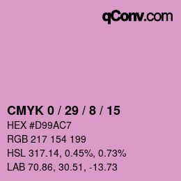 カラーコード: CMYK 0 / 29 / 8 / 15 | qconv.com
