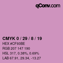 カラーコード: CMYK 0 / 29 / 8 / 19 | qconv.com