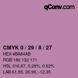 カラーコード: CMYK 0 / 29 / 8 / 27 | qconv.com