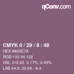 カラーコード: CMYK 0 / 29 / 8 / 48 | qconv.com