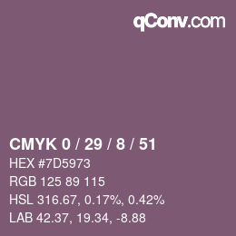 カラーコード: CMYK 0 / 29 / 8 / 51 | qconv.com