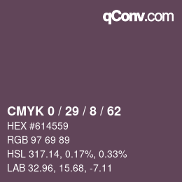 カラーコード: CMYK 0 / 29 / 8 / 62 | qconv.com