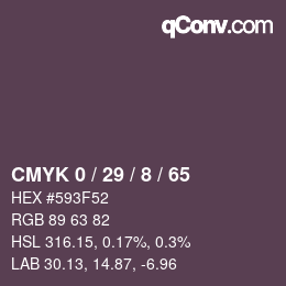カラーコード: CMYK 0 / 29 / 8 / 65 | qconv.com