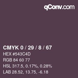 カラーコード: CMYK 0 / 29 / 8 / 67 | qconv.com