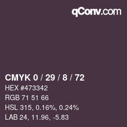 カラーコード: CMYK 0 / 29 / 8 / 72 | qconv.com