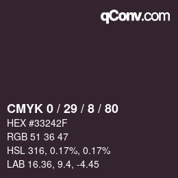 カラーコード: CMYK 0 / 29 / 8 / 80 | qconv.com