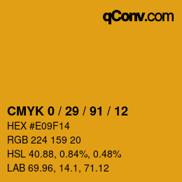 Farbcode: CMYK 0 / 29 / 91 / 12 | qconv.com