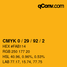 Color code: CMYK 0 / 29 / 92 / 2 | qconv.com