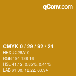 Color code: CMYK 0 / 29 / 92 / 24 | qconv.com