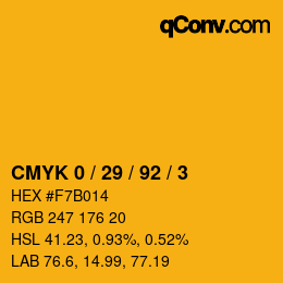 Color code: CMYK 0 / 29 / 92 / 3 | qconv.com