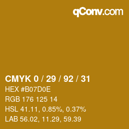 颜色代码: CMYK 0 / 29 / 92 / 31 | qconv.com