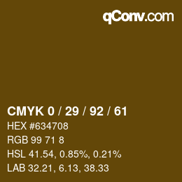カラーコード: CMYK 0 / 29 / 92 / 61 | qconv.com