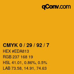 カラーコード: CMYK 0 / 29 / 92 / 7 | qconv.com