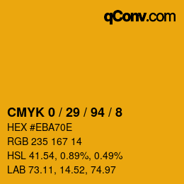 カラーコード: CMYK 0 / 29 / 94 / 8 | qconv.com