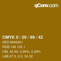 颜色代码: CMYK 0 / 29 / 99 / 42 | qconv.com