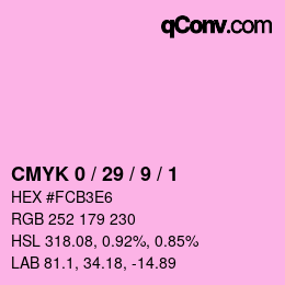 Color code: CMYK 0 / 29 / 9 / 1 | qconv.com