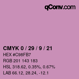 Color code: CMYK 0 / 29 / 9 / 21 | qconv.com